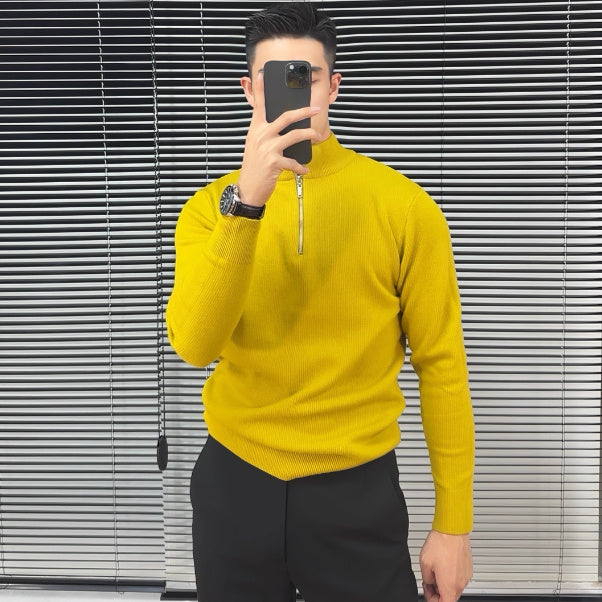 Men's Fall And Winter Inner Wear Half Zipper Bottoming Sweater