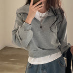 Women's Long-sleeved Solid Color Short Sweater