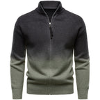 Men's British Gradient Collar Zipper Sweater