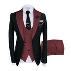 Men's Slim Fit Business Vest Coat Trousers Suit