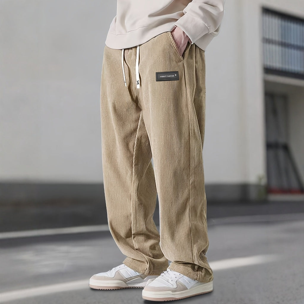 Fashionable European-style American-style Draping Straight Corduroy Trousers