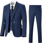 Men's Herringbone Pattern Slim Three Pieces Work Suit