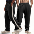 Loose Side Stripes Wide Leg Straight Men's Sports Pants