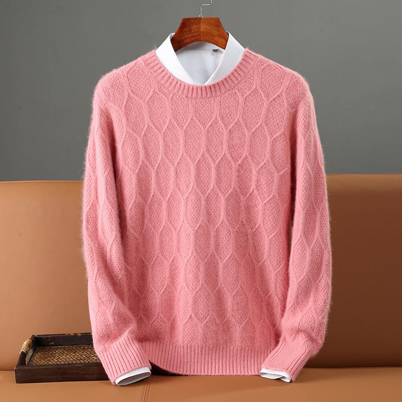 Men's Round Neck Pullover Knitted Sweater Base Cardigan