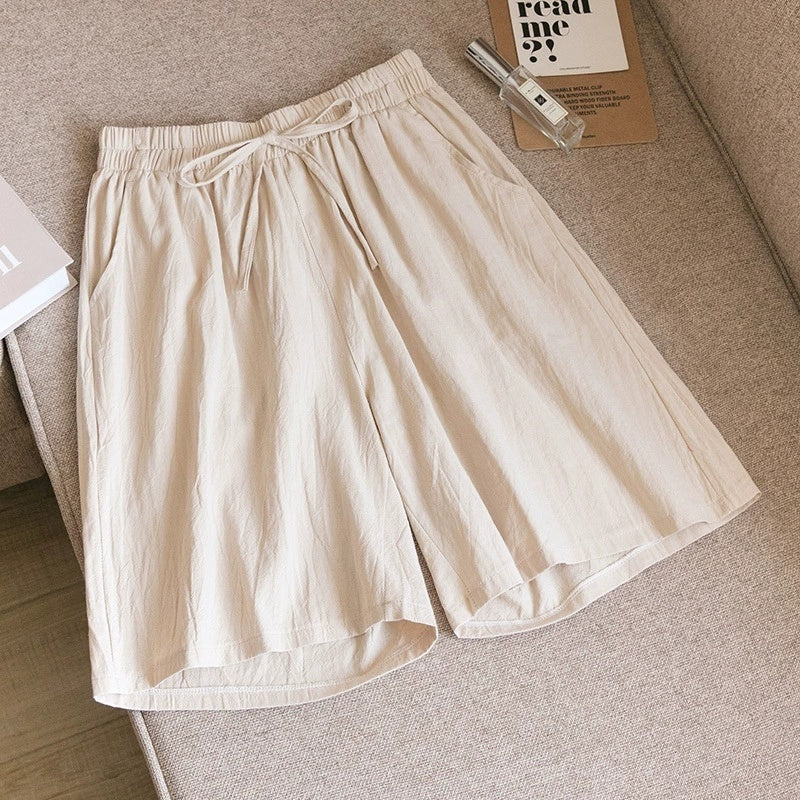 New Cotton And Linen Loose Shorts For Women