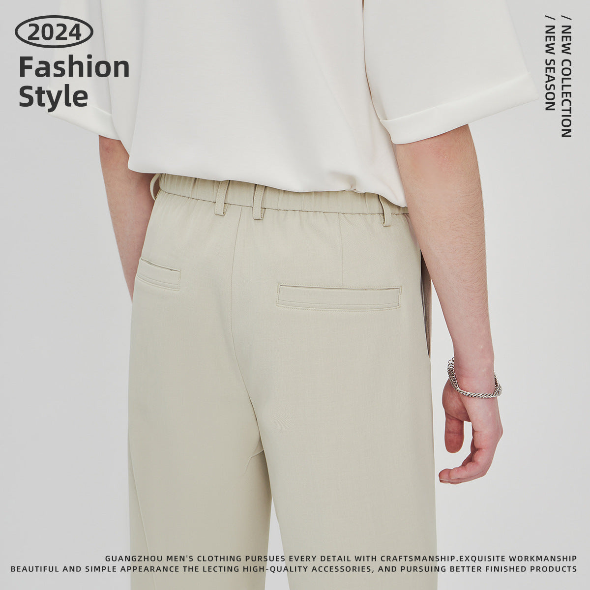 Anti-Wrinkle Woven Casual Loose Straight Drooping Suit Pants