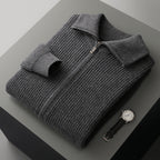 New Pure Wool Zipper Cardigan Fall Winter Men Lapel Shirt Coat