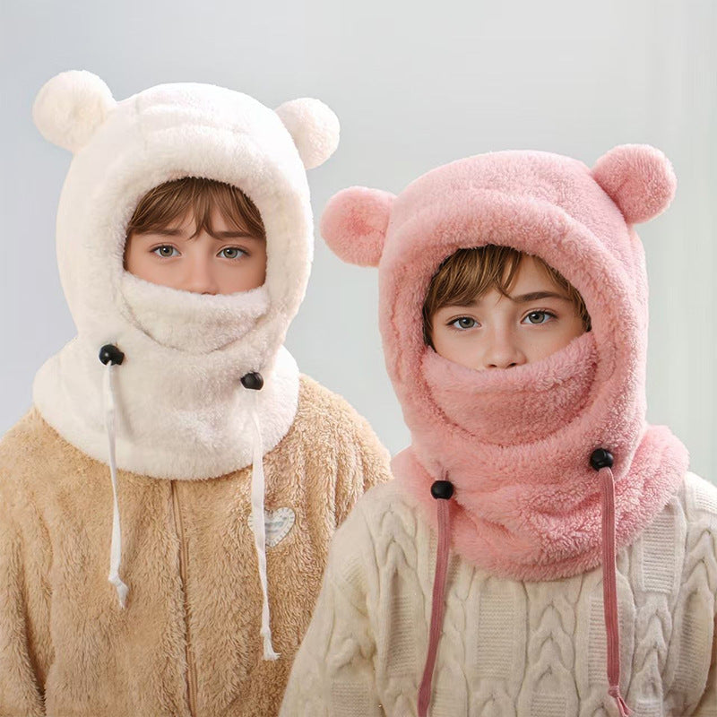 Cute Bear Ear Children Outdoor Keep Warm Ear Protection Hoodie Neck Warmer