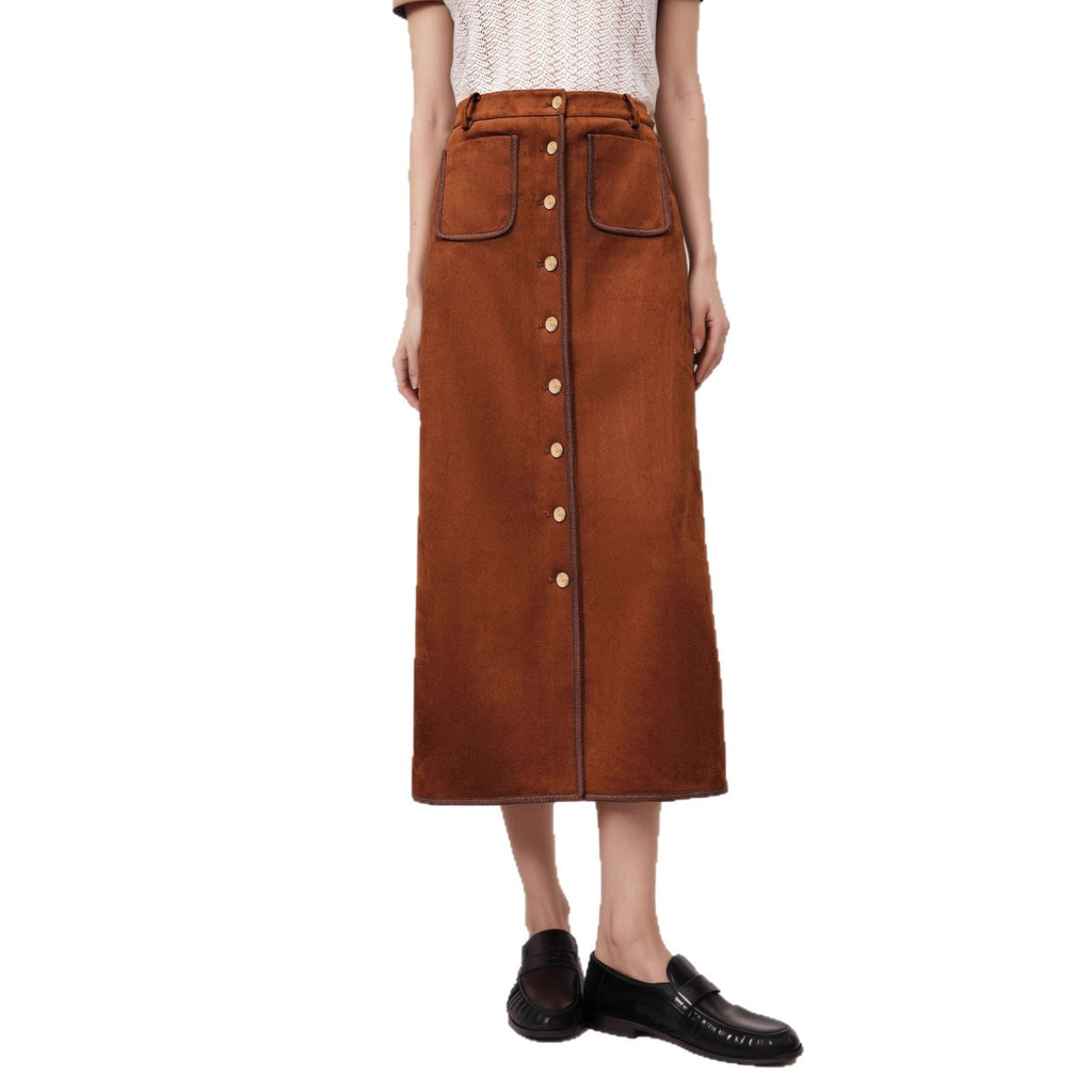 Women's Single-breasted High-waist Classic Fashionable Skirt