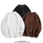 Autumn Solid Color Faux Mink Knit Sweater