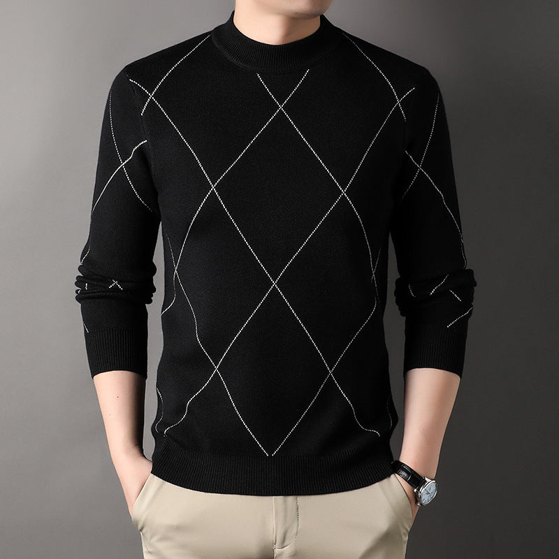 Trendy Rhombus Large Size Casual Knitted Sweater