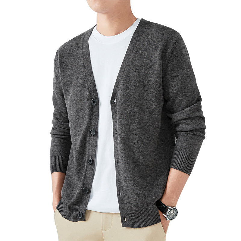 Thin Trendy Casual Outdoor Cotton Knitwear Black Sweater