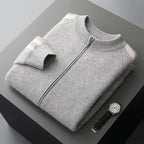 Fashionable All-match Casual Woolen Sweater Four Flat Air Layer Thickened Half Turtleneck Pure Wool Cardigan