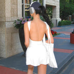 Backless Ruffles Casual Package Hip Dress