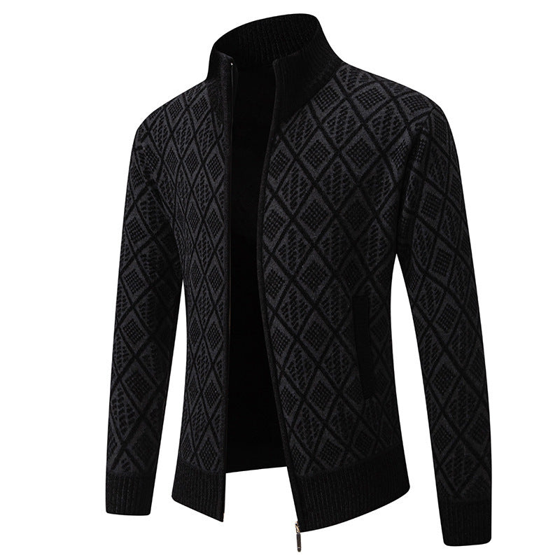 Korean Autumn And Winter Trendy Casual Fashion Stand-up Collar Cardigan Coat Men