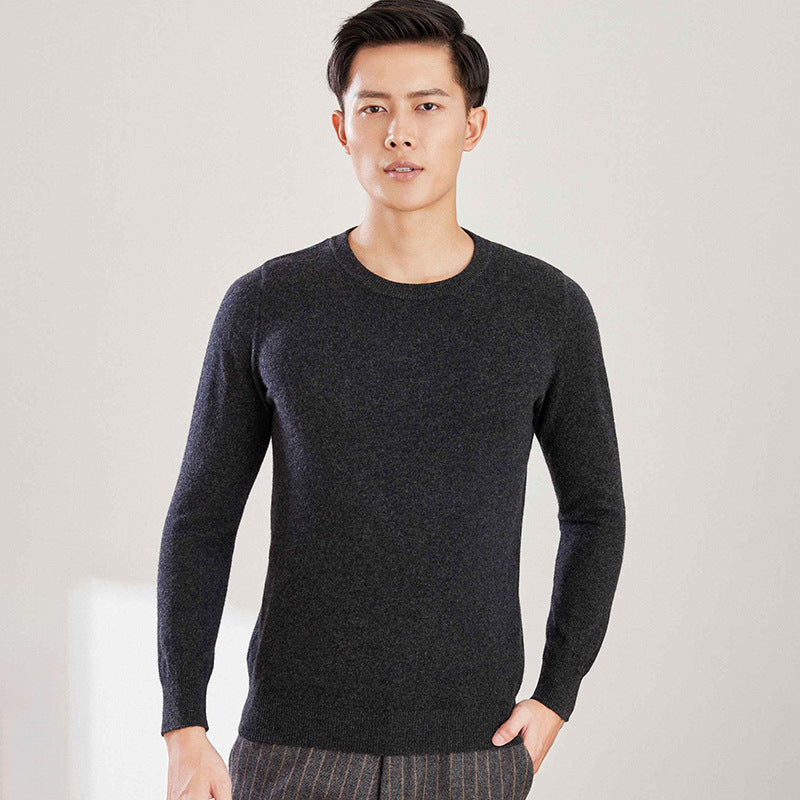 Men's Solid Color Round Neck V-neck Wool Sweater Knitted