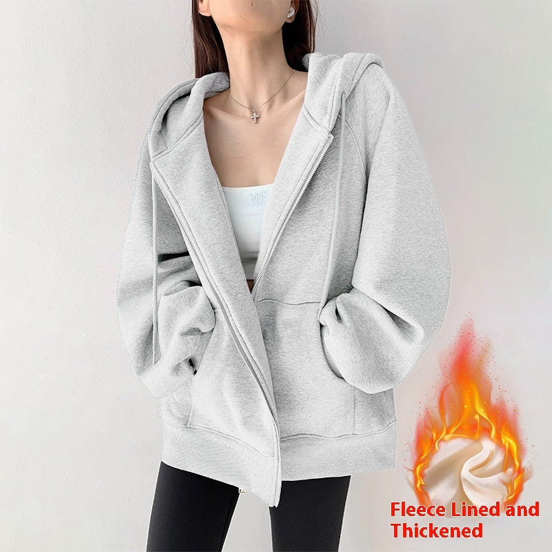 Women's Hooded Cardigan Loose-fitting Casual Pullover Coat