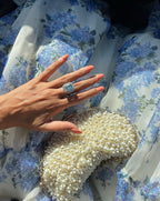 Floral Off-the-shoulder Strap Lace-up Large Swing Skirt Organza Dress