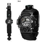 Multifunctional Parachute Cord Waterproof Watch Outdoor Survival Bracelet Sports Strap Firestone Survival Whistle Compass