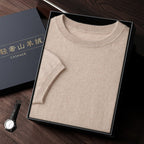 Autumn And Winter Front Line Ready-made Garments Round Neck Short Sleeve Men's Cashmere Sweater
