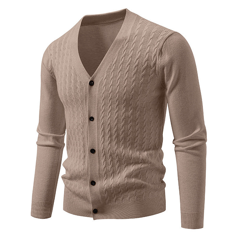 Men's Brocade Sweater Korean Style Trendy Casual Loose And Handsome V-neck Knitted Cardigan Coat