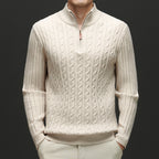 Men's Woolen Half Zipper Thick Casual Long-sleeved Sweater