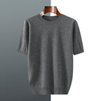 Men's Round Neck Knitted Sweater With Short Sleeves