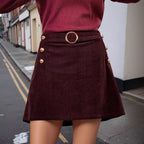 New Slim-fit Metal Buckle Versatile Hip-hugging Midi Skirt