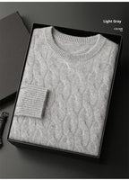 Thickened Men's Cashmere Sweater With Round Neck And Twisted Design