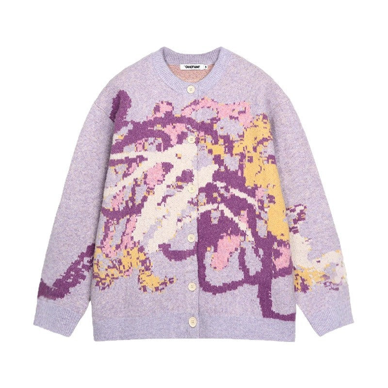 Sweater Round Neck Graffiti Colorful Top Men