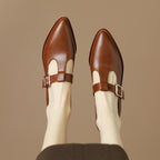 Chunky Heel New Soft Leather British Leather Shoes