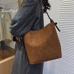 Versatile Retro Matte Women's Single-shoulder Large-capacity Bucket Bag