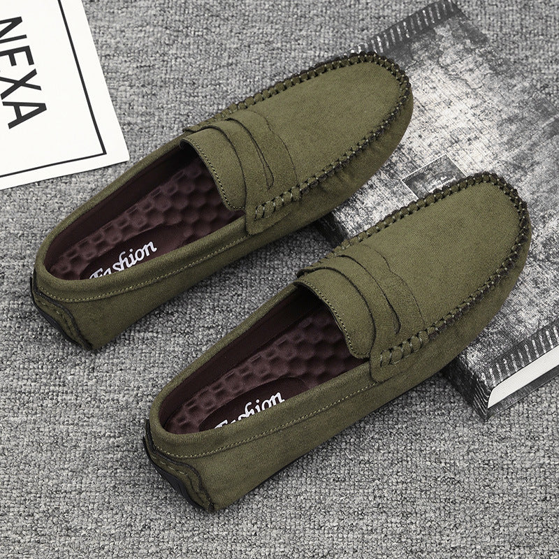 Hand-stitched Men's Beanie Shoes Velvet Leather Handmade