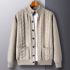 Young And Middle-aged Thick Knit Cardigan Retro Jacquard Loose-fitting Sweater Men's Sweater Coat