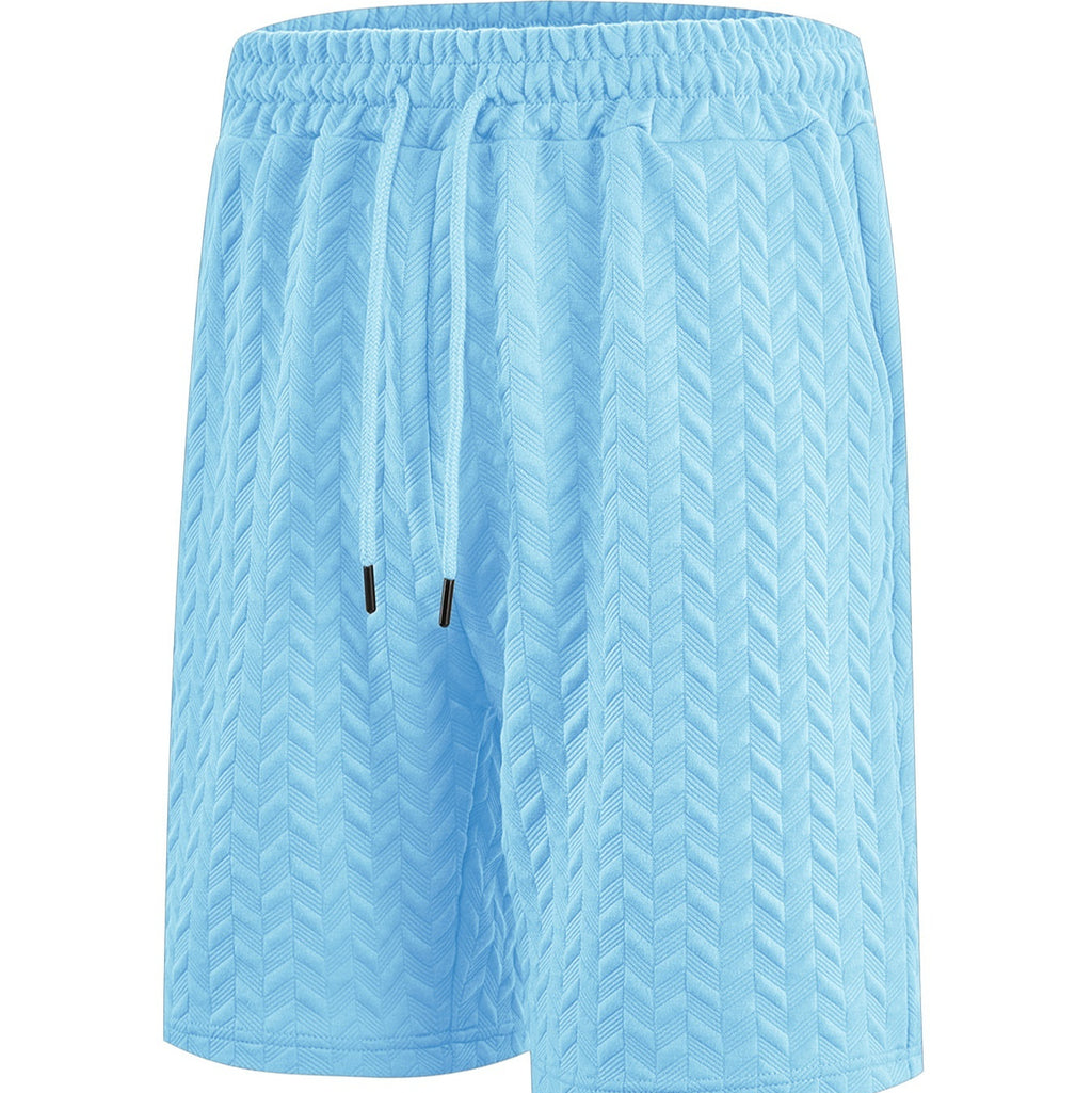 Men's Loose Solid Jacquard Drawstring Casual Beach Pants