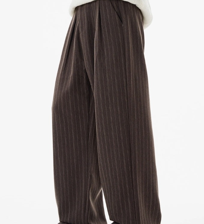 Striped Texture Casual Pants Old Money Style Suit Pants