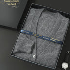 Mink Wool Sweater Men V-neck Thickened Sweater Loose Cardigan