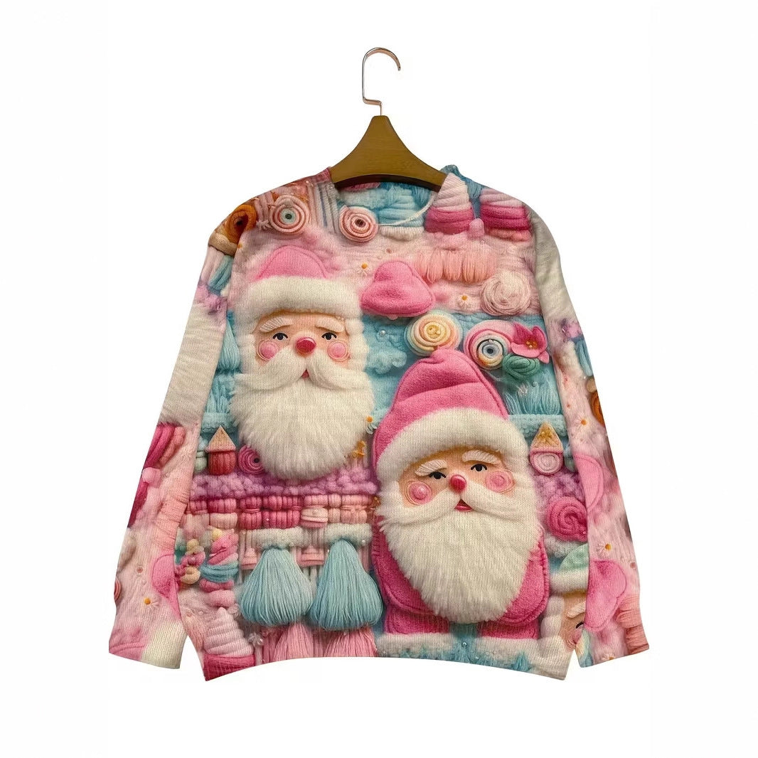 Women's Pullover Christmas Pattern Round Neck Sweatshirt