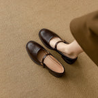 Thick-soled Extra Height, Black Leather Shoes