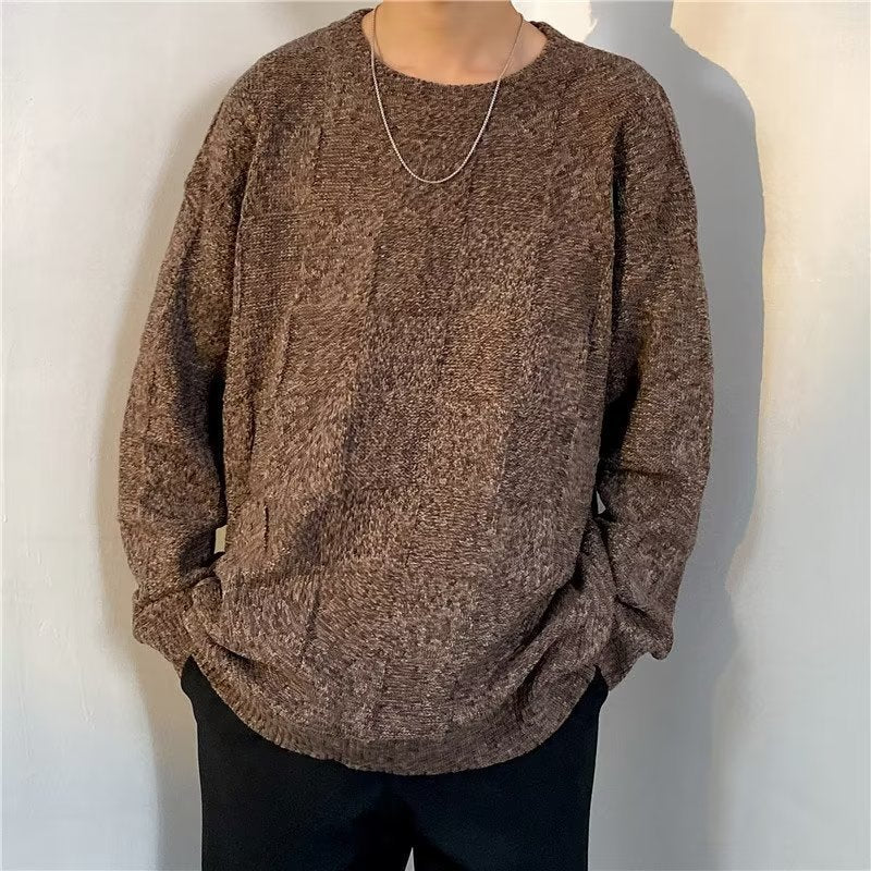 Winter Thickened Diamond Lattice Sweater Men's Loose Casual