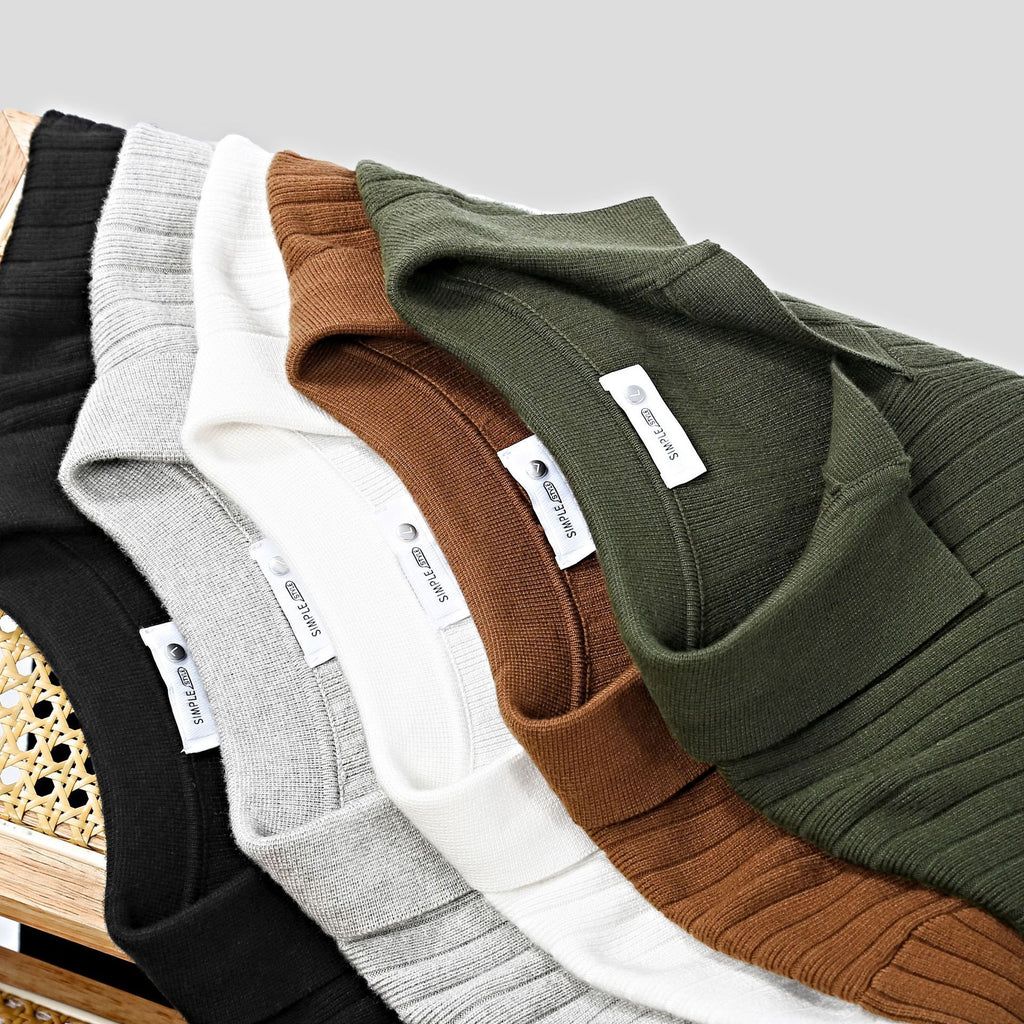 Men's Vertical V-neck Young Lapel Casual Sweater