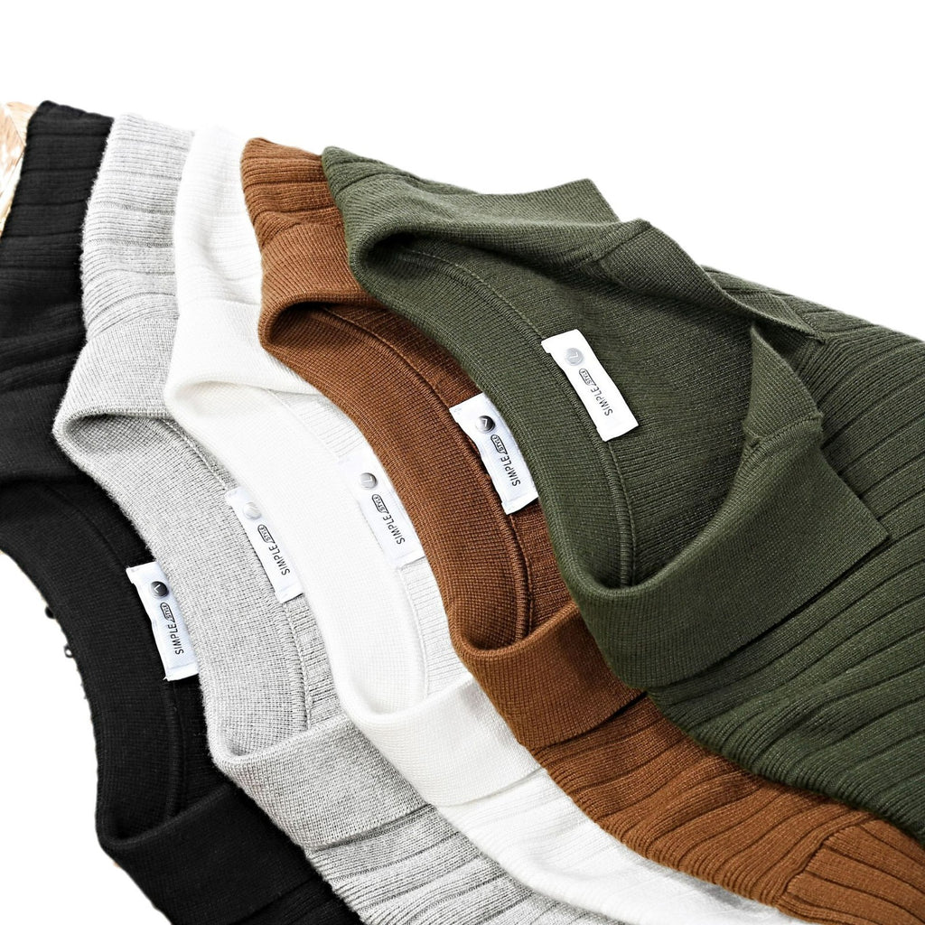 Men's Vertical V-neck Young Lapel Casual Sweater