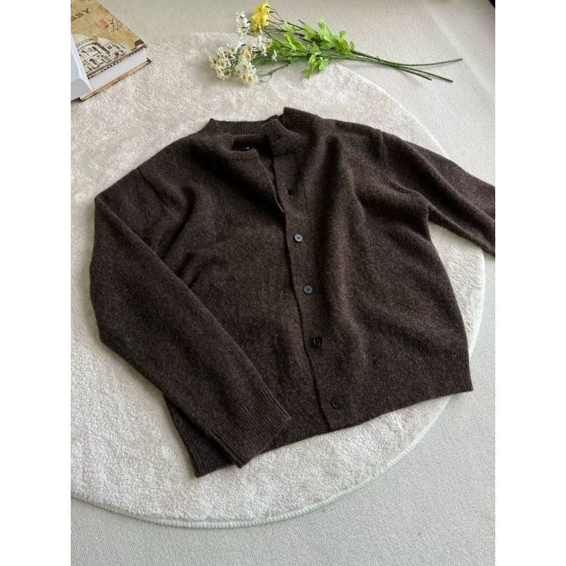 Vintage Zipper Rib Knitted Cardigan Jacket