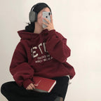 New Student Loose And Idle Letters Hooded Fleece Lined Sweater