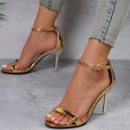 Women's Buckle Stiletto Open Toe Sandals