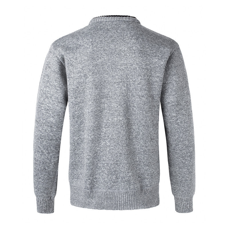 Autumn And Winter Fleece-lined Thickened V-neck Cardigan Cotton Knitwear Dad Coat