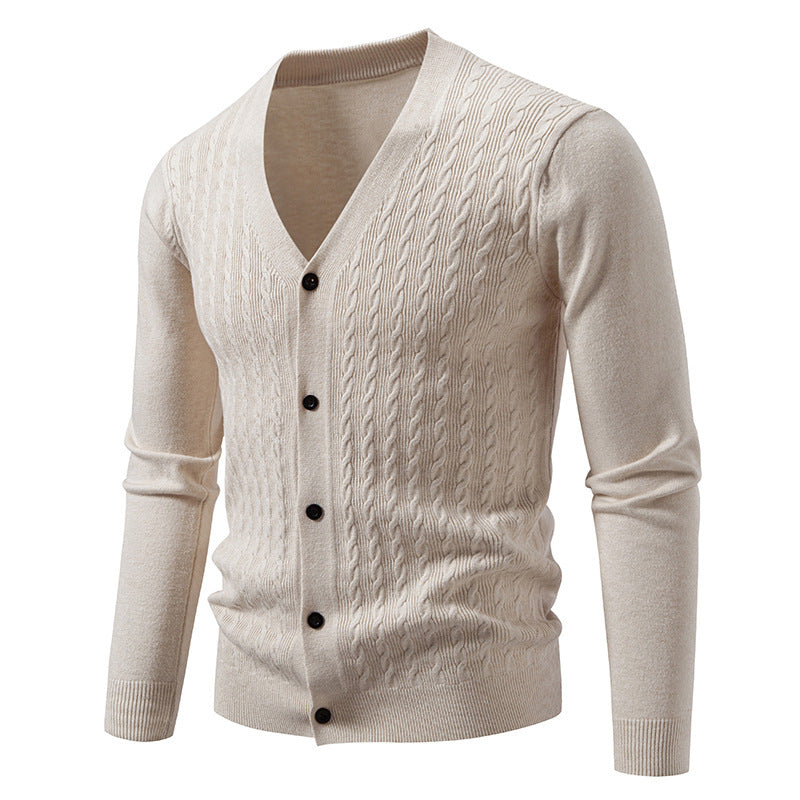 Men's Brocade Sweater Korean Style Trendy Casual Loose And Handsome V-neck Knitted Cardigan Coat
