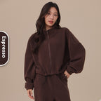 Aoli Velvet Sports Jacket For Women Loose Lapel Yoga