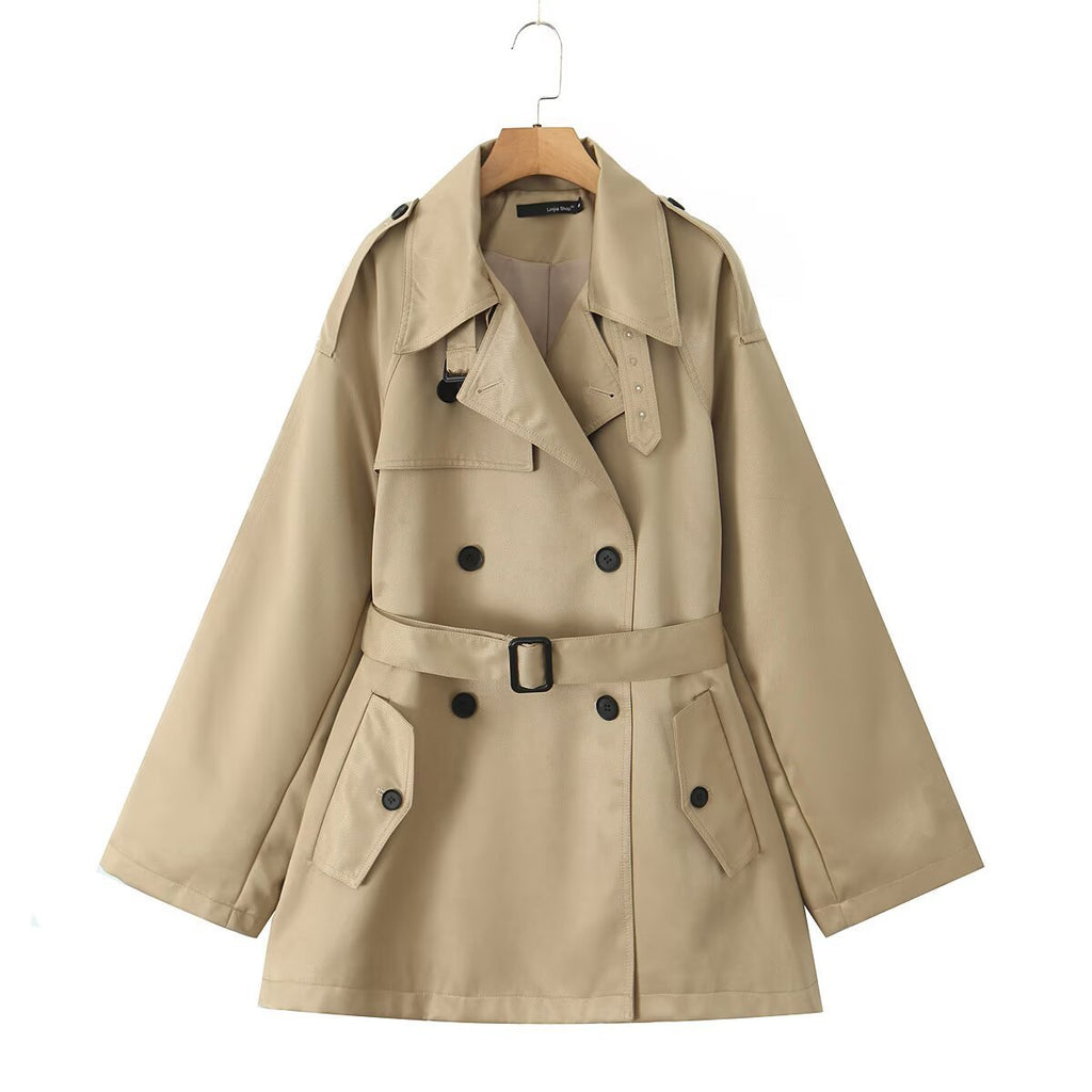 Autumn Elegant Double-breasted Mid-length Trench Coat