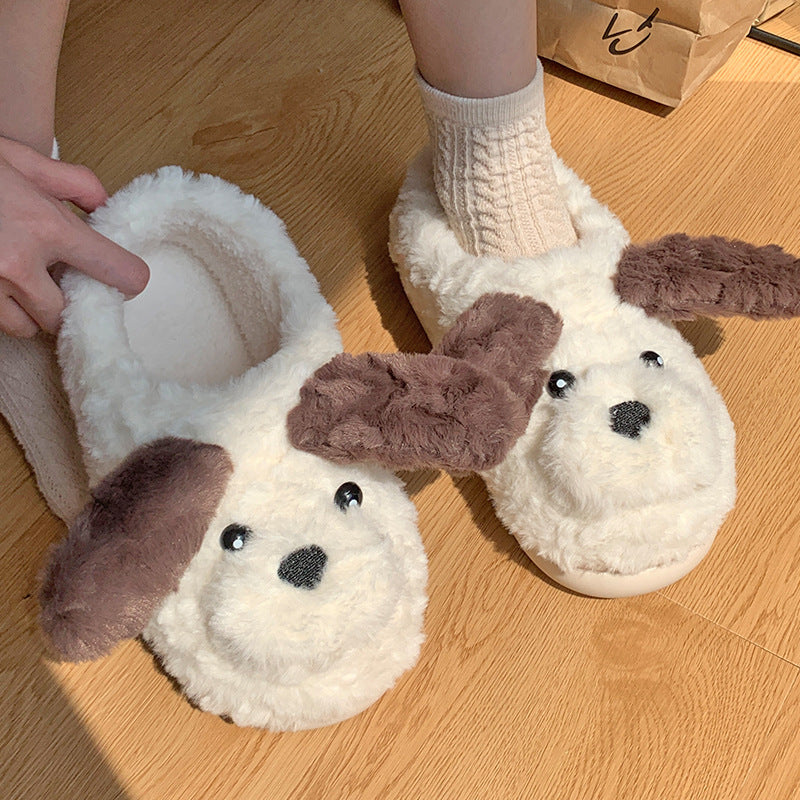 Cute Warm Nose Dog Shoes Room Non Slip Cotton Slippers